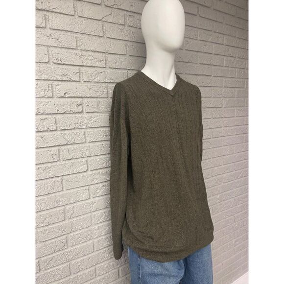 Harbor Bay Men Green Long Sleeve V-Neck Sweater Size 2XLT - Picture 4 of 8